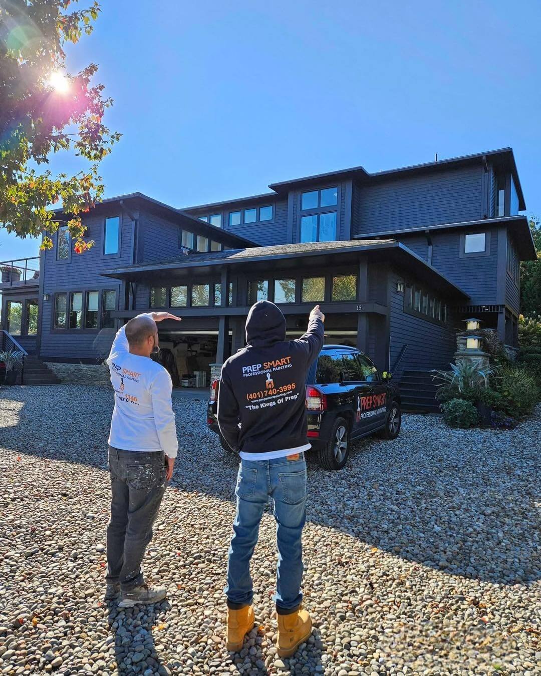 prep-smart-painting-interior-exterior-residential-commercial prep smart painting team looking at exterior of home
