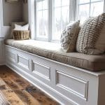 White interior trim with clean panel detailing under a window seat, showing what interior trim styles are most popular in Cranston homes today