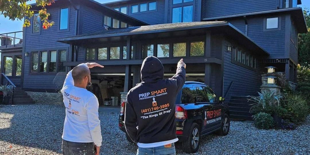 prep-smart-painting-interior-exterior-residential-commercial prep smart painting team looking at exterior of home